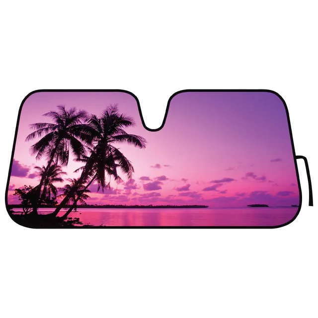 bdk-purple-sunset-beach-accordion-windshield-sun-shade-58x27-inches-uv-protectio image 1