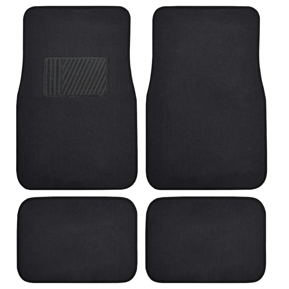 bdk-classic-carpet-floor-mats-front-rear-4-piece-universal-fit-with-heel-pad-bla image 1