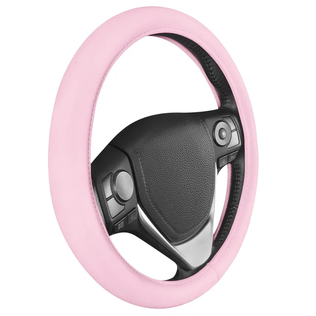 bdk-ultra-soft-pink-faux-leather-steering-wheel-cover-fits-15-wheels image 1