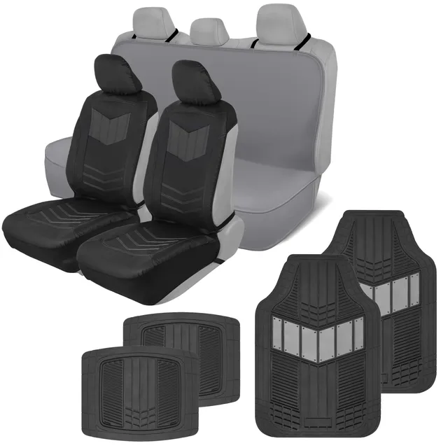 motor-trend-supersport-2-pack-front-seat-covers-4-piece-floor-mats-waterproof-re image 1