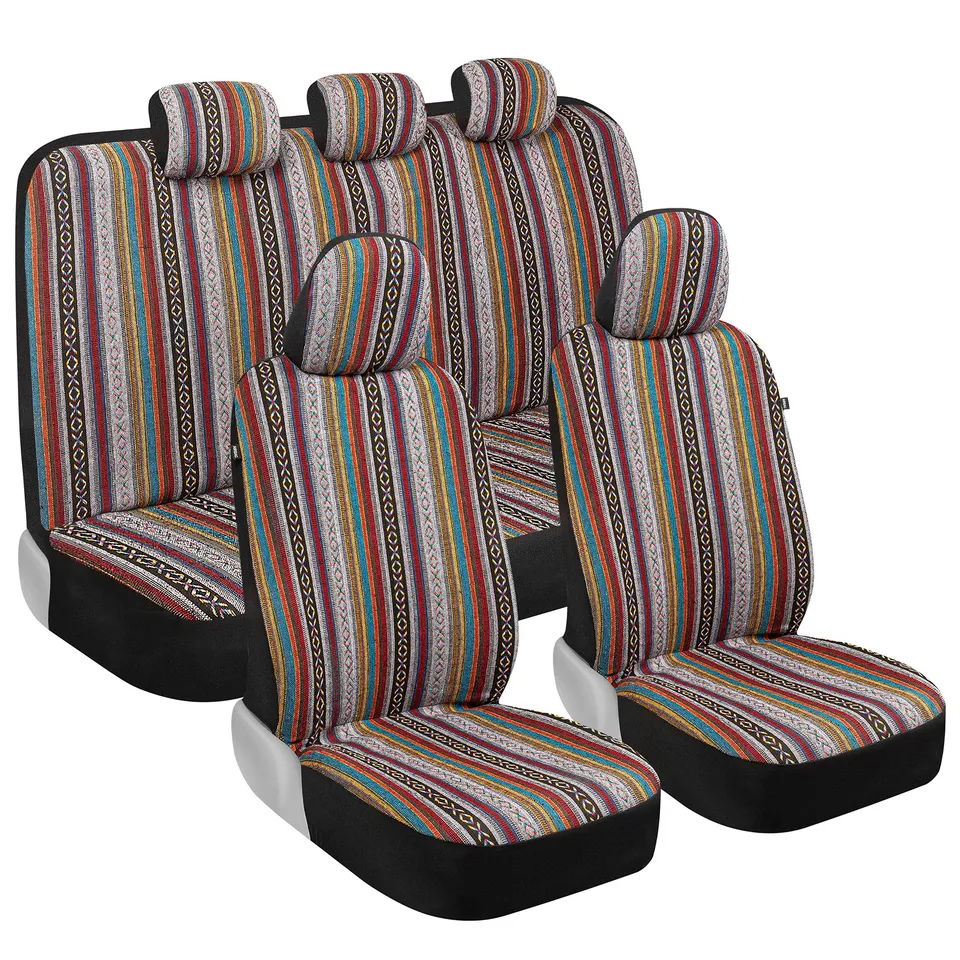 bdk-baja-style-saddle-blanket-full-set-car-seat-covers-multi-color-mexican-aztec image 1