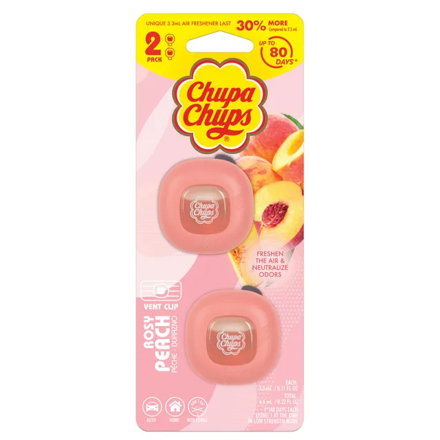 bdk-chupa-chups-car-air-freshener-rosy-peach-40-day-lasting-vent-clip image 1
