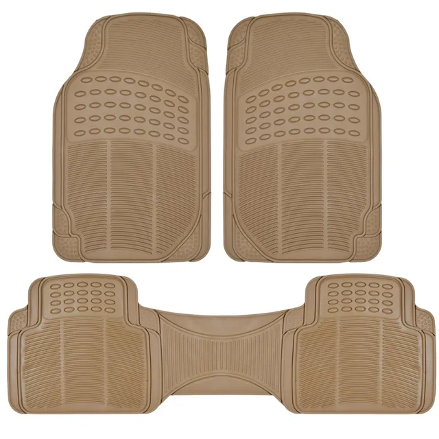 bdk-3pc-ridged-heavy-duty-rubber-floor-mats-universal-fit-mt-783-beige-all-weath image 1