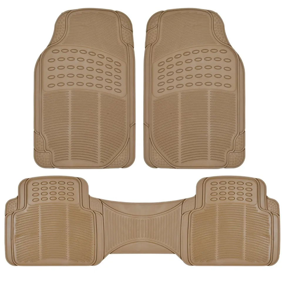 bdk-3pc-ridged-heavy-duty-rubber-floor-mats-universal-fit-mt-783-beige-all-weath image 1