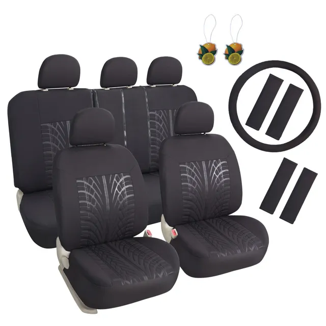 leader-accessories-embossed-cloth-grey-17-piece-car-seat-cover-full-set-universa image 1