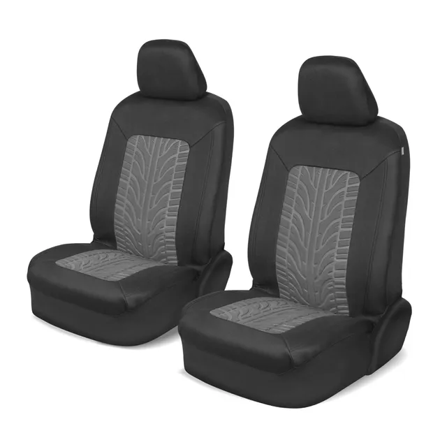 motor-trend-grandprix-gray-tire-tread-embossed-front-seat-covers-2-pack-airbag-c image 1