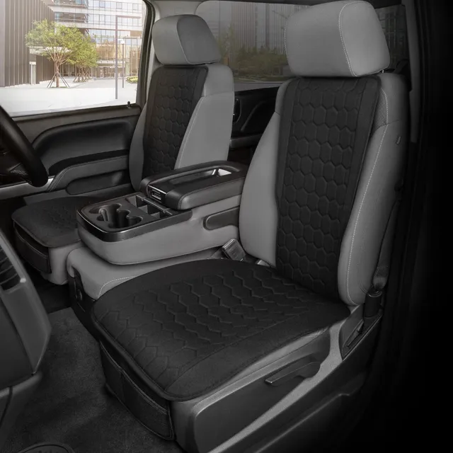 motor-trend-luxefit-black-seat-covers-for-cars-trucks-suvs-vans-2-pack-premium-f image 1