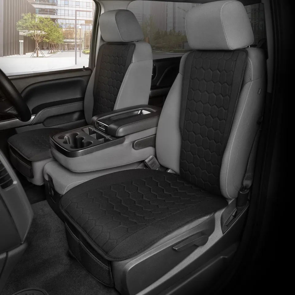 motor-trend-luxefit-black-seat-covers-for-cars-trucks-suvs-vans-2-pack-premium-f image 1