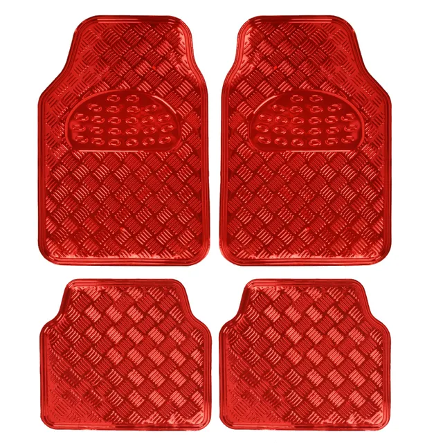 bdk-metallic-chrome-red-car-floor-mats-all-weather-universal-fit-full-set-non-sl image 1