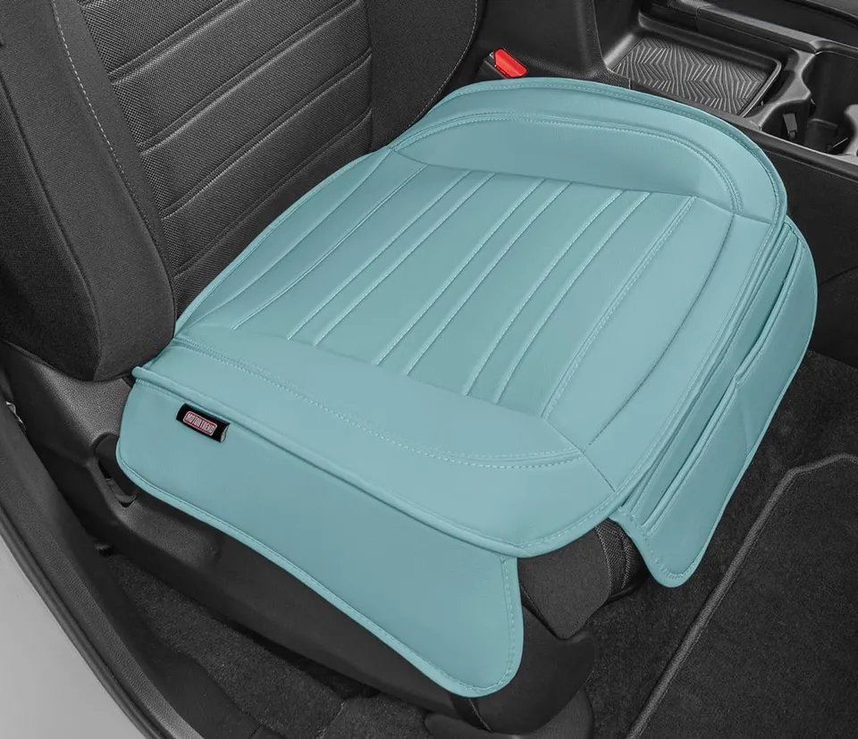 motor-trend-faux-leather-front-seat-cover-mint-universal-bottom-cushion-protecto image 1