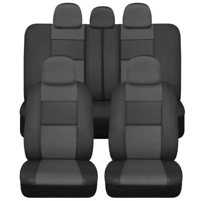 bdk-faux-leather-car-seat-cover-full-set-charcoal-front-rear-split-bench-airbag- image 1