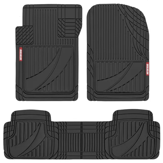 motor-trend-flextough-advanced-black-rubber-car-floor-mats-heavy-duty-trim-to-fi image 1