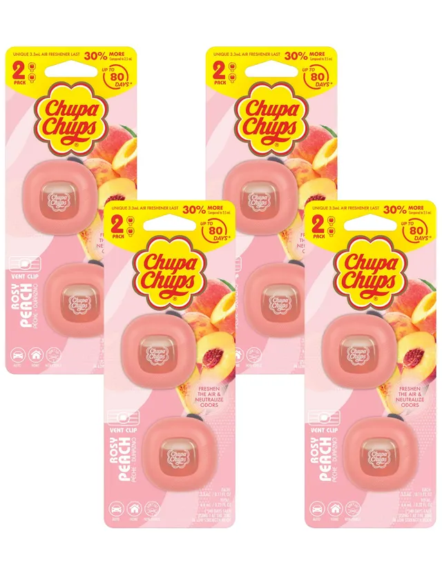 bdk-x-chupa-chups-car-air-freshener-vent-clips-rosy-peach-4-pack-8-clips-total-w image 1