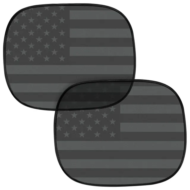 motor-trend-usa-black-american-flag-car-window-shades-2-pack-18-x-14-heat-glare- image 1