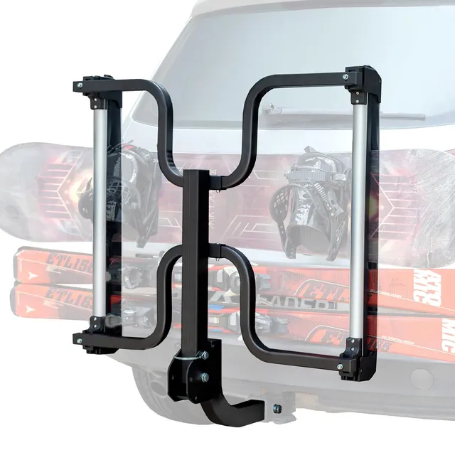 leader-accessories-folding-hitch-mounted-ski-snowboard-rack-fits-2-receivers-cro image 1