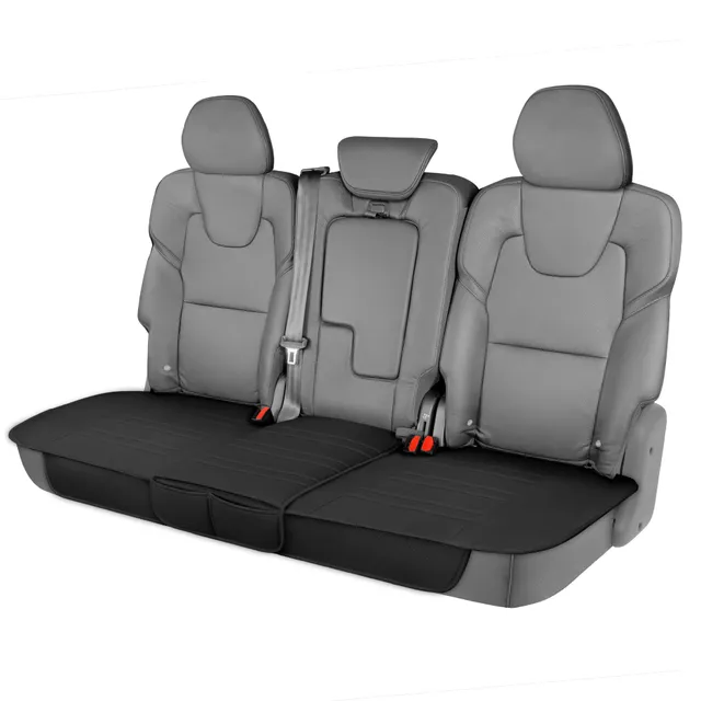 motor-trend-faux-leather-padded-rear-bench-car-seat-cover-with-storage-pockets image 1