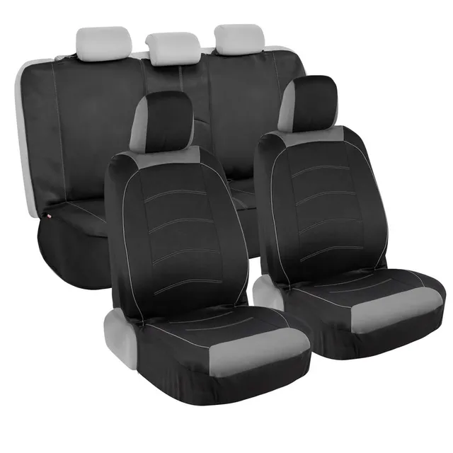 motor-trend-two-tone-premium-front-seat-covers-with-waterproof-rear-protector-bl image 1
