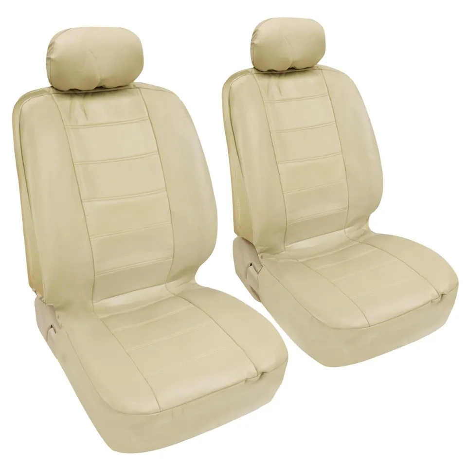 bdk-exquisite-pu-leather-seat-covers-for-toyota-corolla-front-pair-beige image 1