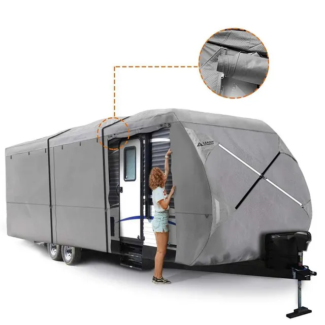 leader-accessories-300d-premium-travel-trailer-rv-cover-gray image 1