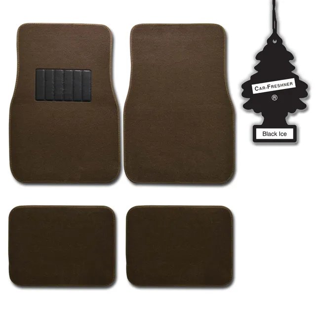 bdk-universal-carpet-car-mats-4-piece-with-heel-pad-little-tree-air-freshener image 1