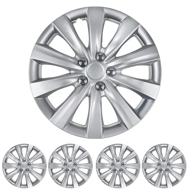 bdk-16-inch-hubcaps-set-of-4-silver-10-spoke-snap-on-wheel-covers-for-steel-whee image 1