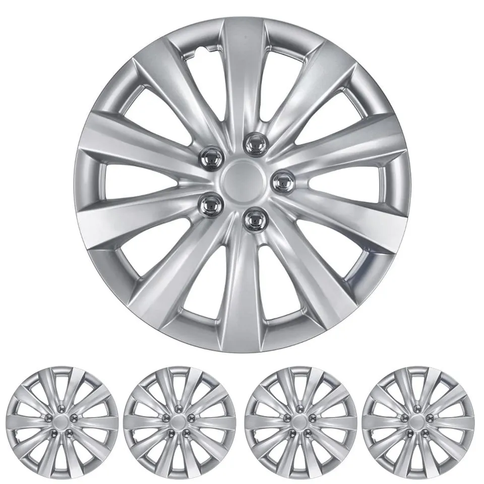 bdk-16-inch-hubcaps-set-of-4-silver-10-spoke-snap-on-wheel-covers-for-steel-whee image 1