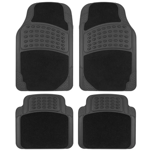 bdk-hybridmat-automotive-rubber-carpet-floor-mats-front-rear-set-black-semi-trim image 1