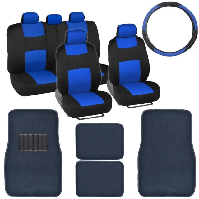 bdk-4-piece-carpet-floor-mats-with-polypro-seat-covers-steering-wheel-cover-comb image 1