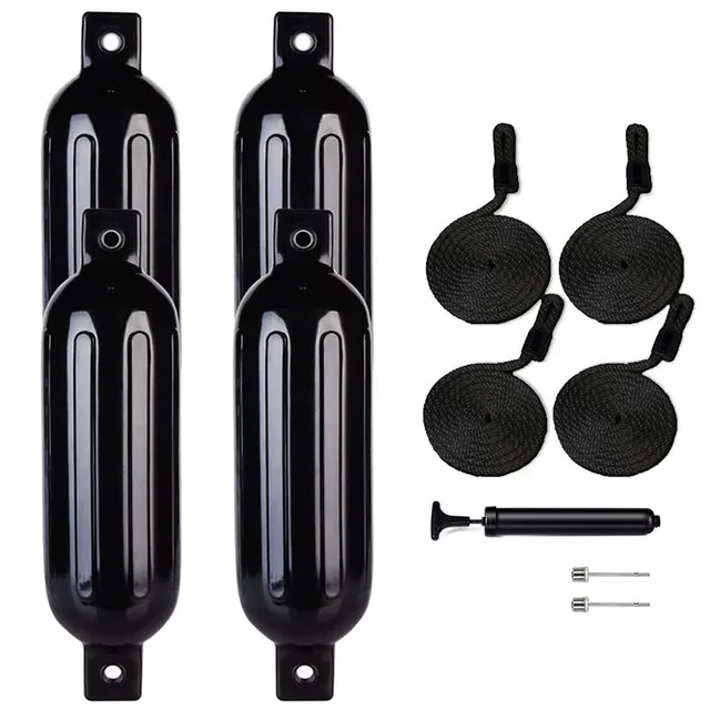 leader-accessories-oval-twin-eye-ribbed-boat-fender-4-pack-27-x-8-5-marine-grade image 1