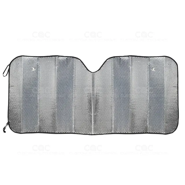 bdk-standard-chrome-double-bubble-folding-accordion-auto-windshield-sun-shade-58 image 1
