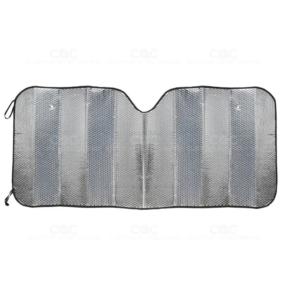 bdk-standard-chrome-double-bubble-folding-accordion-auto-windshield-sun-shade-58 image 1