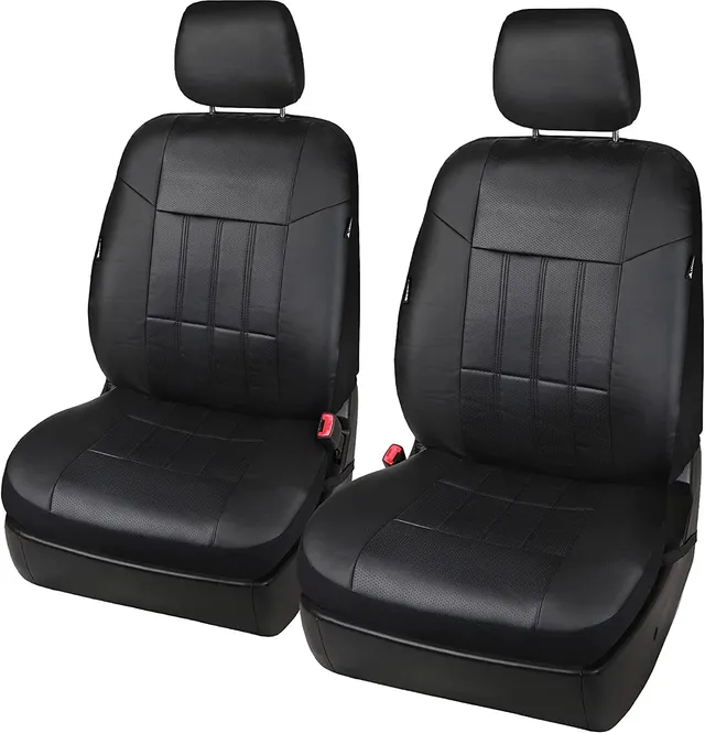 leader-accessories-faux-leather-car-seat-covers-set-of-2-universal-fit-breathabl image 1