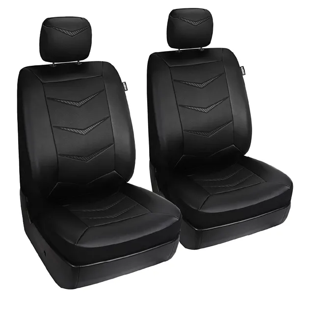 leader-accessories-bel-air-universal-seat-cover-black-faux-leather-with-carbon-f image 1