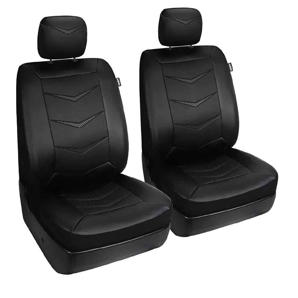 leader-accessories-bel-air-universal-seat-cover-black-faux-leather-with-carbon-f image 1