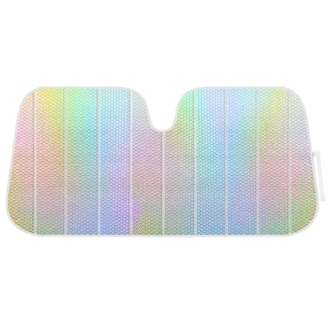 bdk-iridescent-mermaid-hologram-foil-windshield-sun-shade-double-bubble-accordio image 1