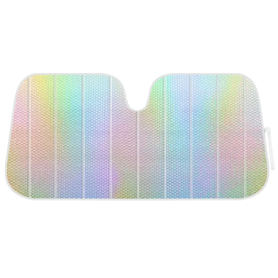 bdk-iridescent-mermaid-hologram-foil-windshield-sun-shade-double-bubble-accordio image 1