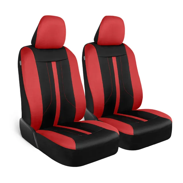 motor-trend-red-cloth-car-seat-covers-for-front-seats-premium-automotive-bucket- image 1