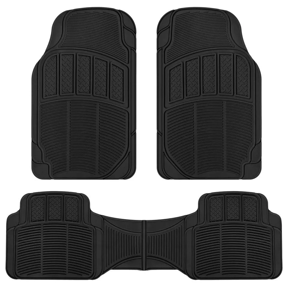 bdk-3-piece-heavy-duty-rubber-floor-mats-trim-to-fit-all-weather-anti-slip-black image 1