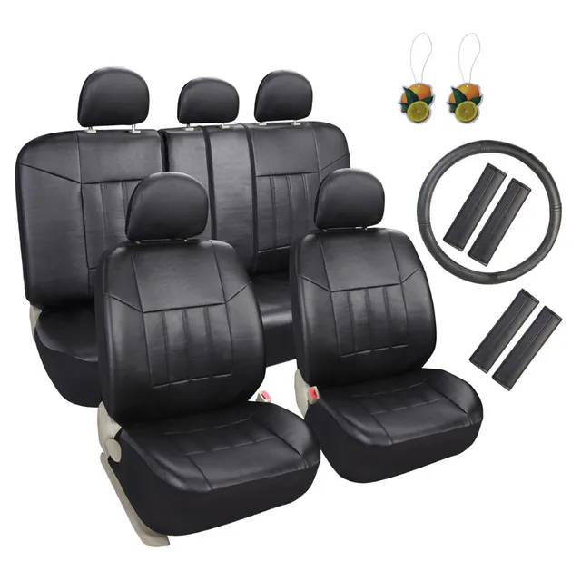 leader-accessories-faux-leather-car-seat-covers-full-set-front-rear-universal-fi image 1