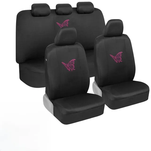 bdk-pink-butterfly-print-car-seat-covers-full-set-with-steering-wheel-cover-seat image 1