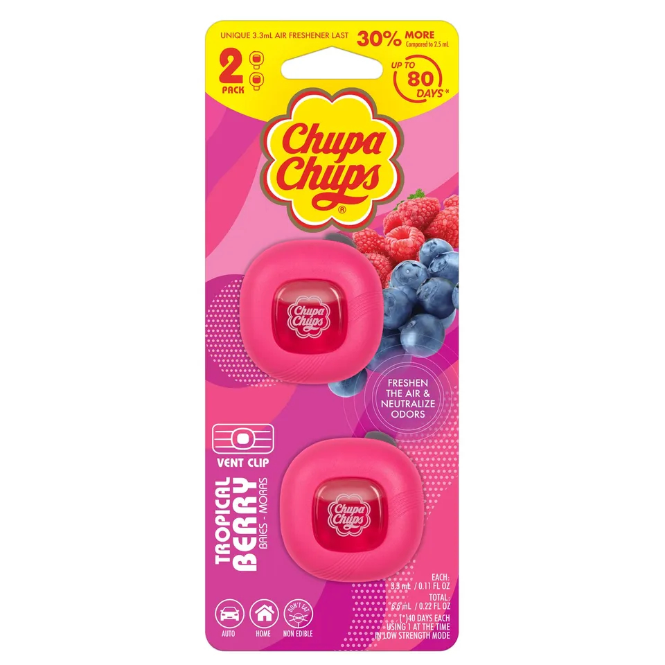 bdk-chupa-chups-tropical-berry-car-air-freshener-long-lasting-vent-clip-with-adj image 1