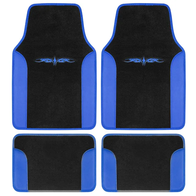 bdk-fresh-carpet-floor-mats-tribal-tattoo-design-blue-4-piece-set image 1