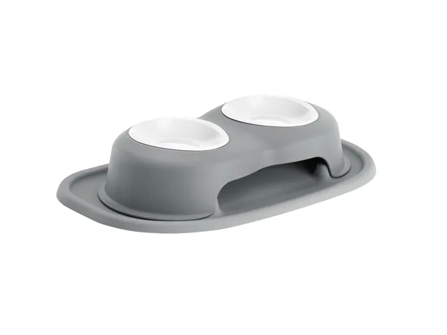 weathertech-double-high-pet-feeding-system-with-plastic-bowls-3-stand-dark-grey image 1