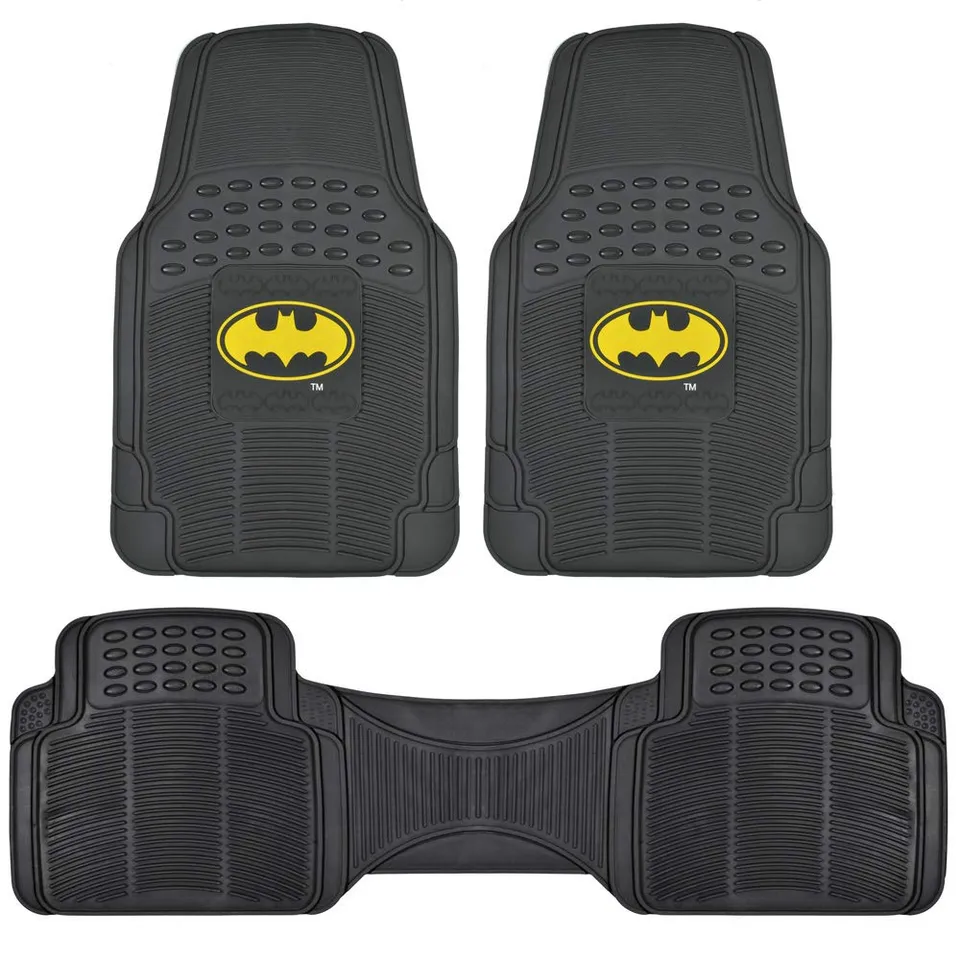bdk-batman-heavy-duty-rubber-floor-mats-3-piece-set-all-weather-protection image 1