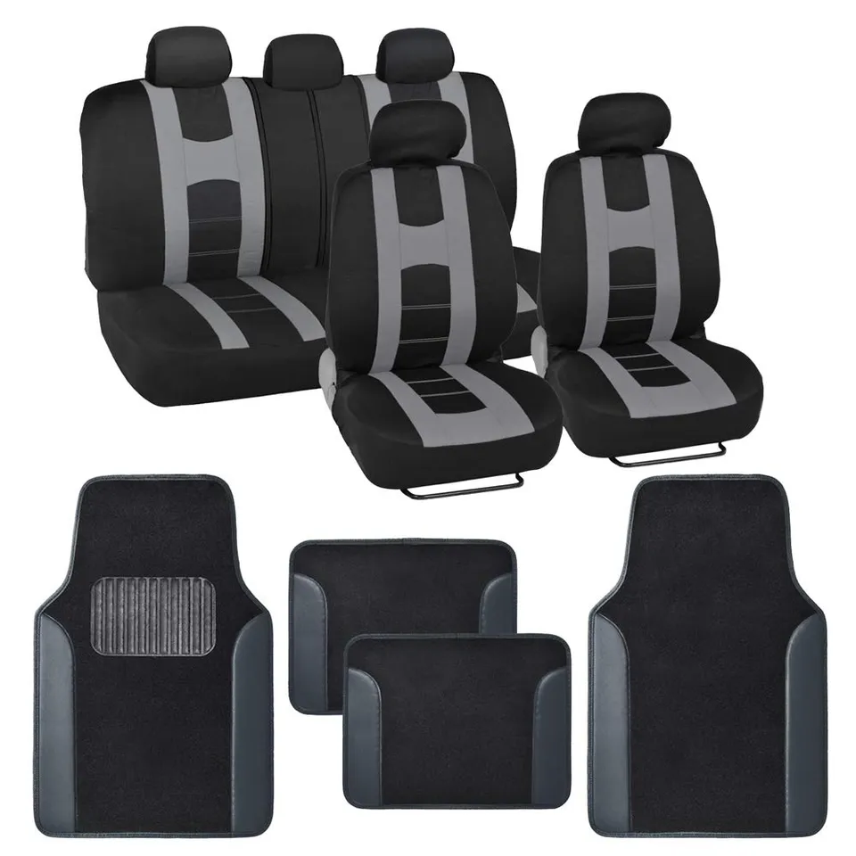 bdk-carxs-forza-series-full-set-seat-covers-with-floor-mats-light-gray image 1
