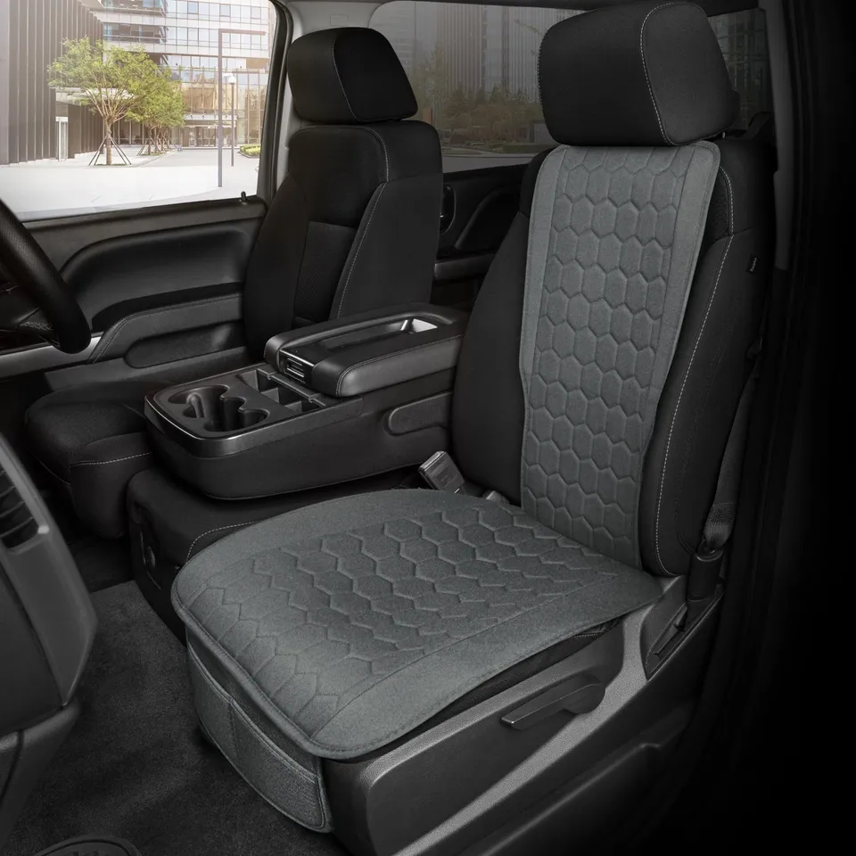 motor-trend-luxefit-gray-seat-cover-1-pack-universal-front-seat-cover-with-stora image 1