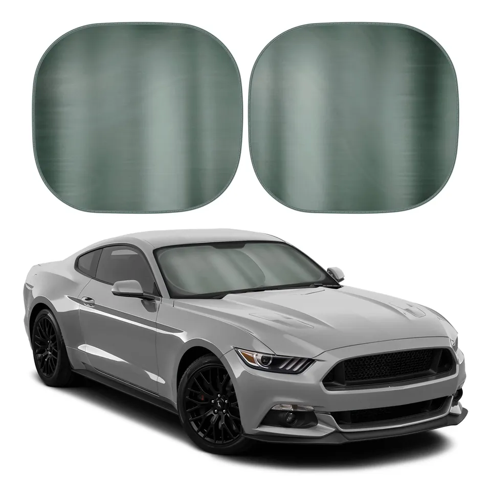 bdk-2-piece-metallic-charcoal-gray-car-window-sun-shade-universal-front-windshie image 1
