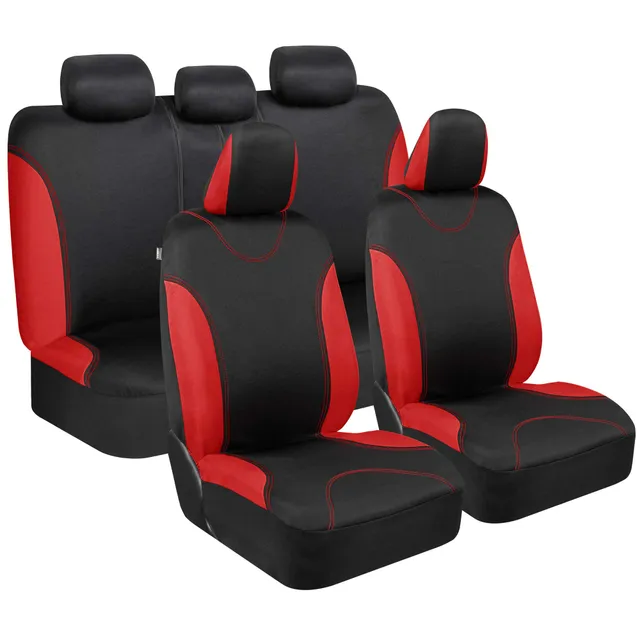 bdk-ultrasleek-red-seat-covers-full-set-9-piece-two-tone-front-and-split-rear-be image 1
