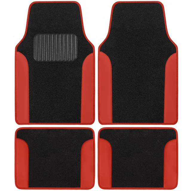 bdk-two-tone-carpet-car-floor-mats-with-faux-leather-accents-and-built-in-heel-p image 1