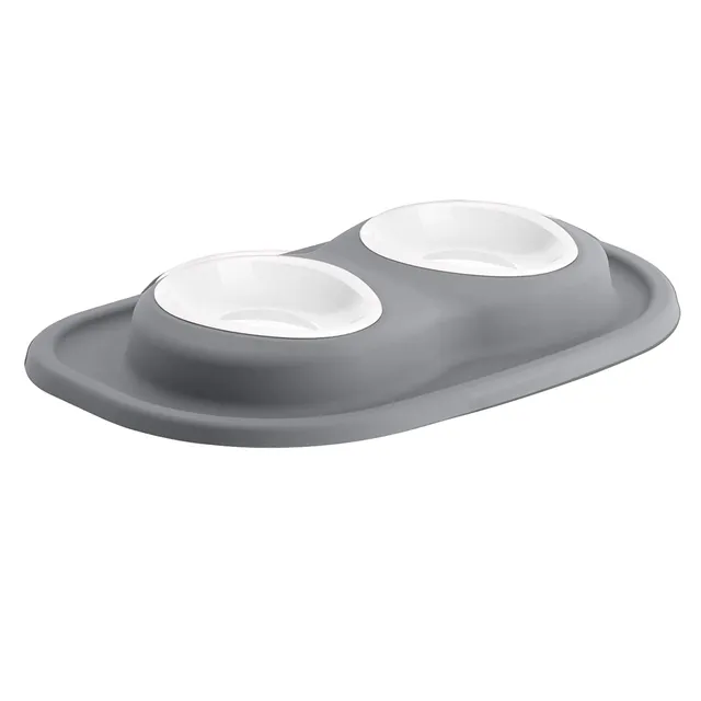 weathertech-double-low-pet-feeding-system-with-plastic-dog-cat-bowls-8-oz-1-cup- image 1